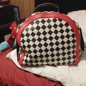 Betsey Johnson Red and Black Checkered Travel Bag